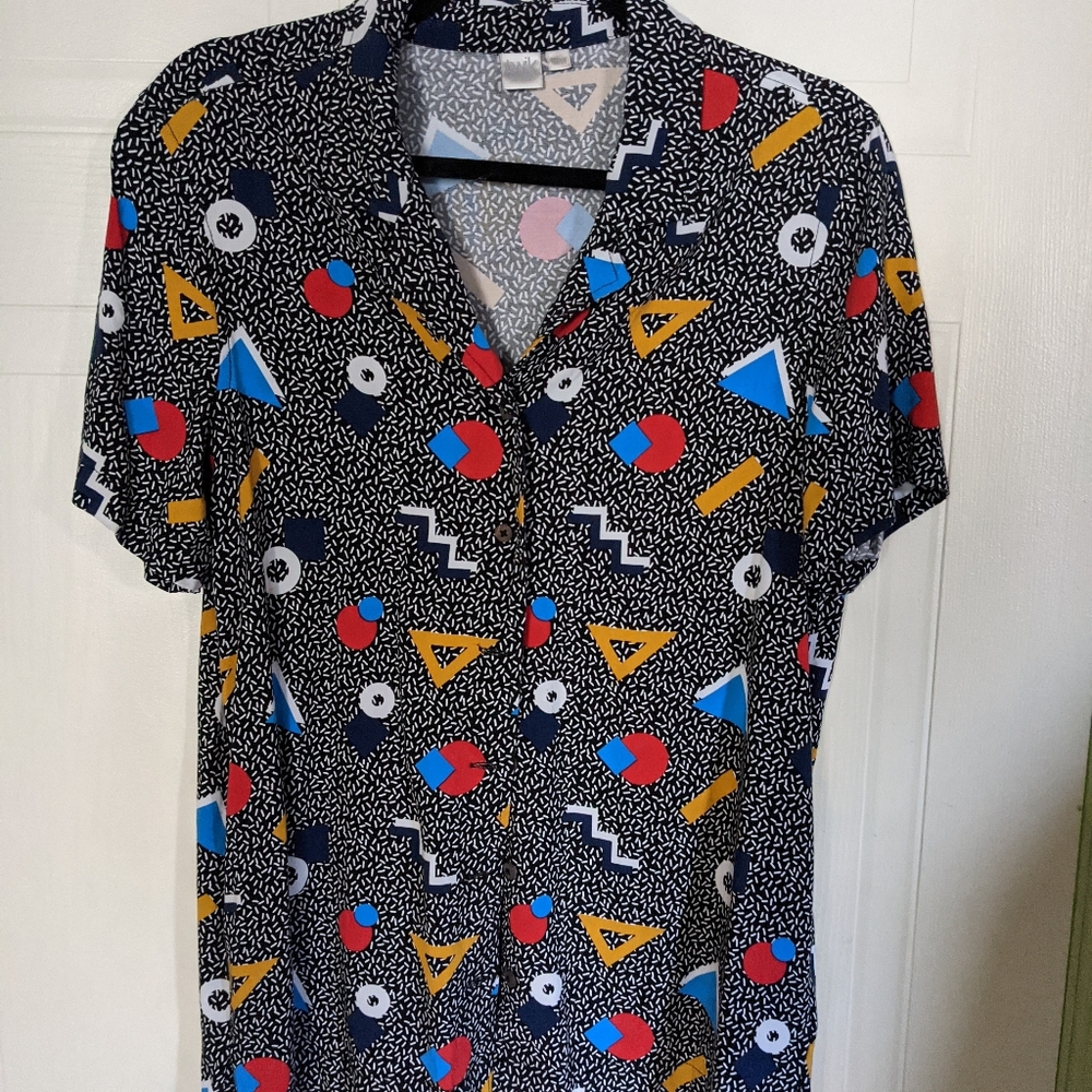 EUC Short Sleeved Funky Button Down